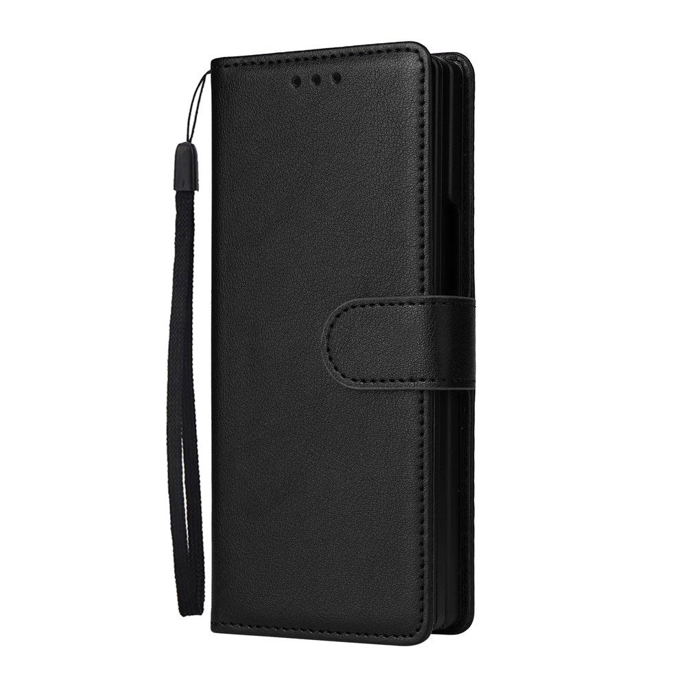 EIDERWOOD Samsung Galaxy Z Fold6 Faux Leather Flip Case with Card Holder & Strap - Black
