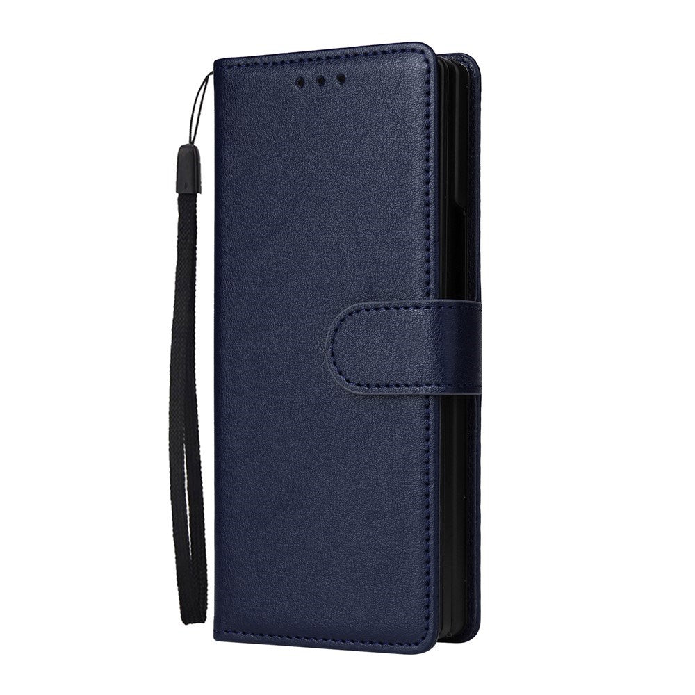 EIDERWOOD Samsung Galaxy Z Fold6 Faux Leather Flip Case with Card Holder & Strap - Blue