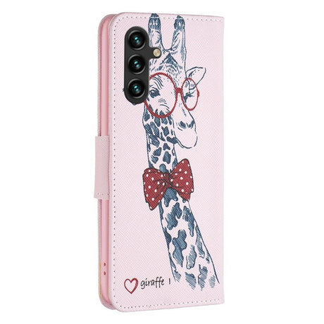 EIDERWOOD Samsung Galaxy A16 Læder Flip Cover m. Pung & Print - Giraffe with Glasses