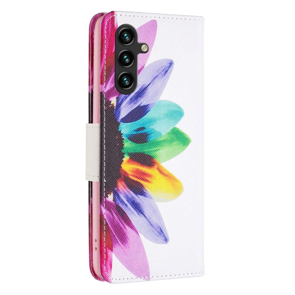 EIDERWOOD Samsung Galaxy A16 Leather Flip Case w. Wallet & Print - Colorful Flower