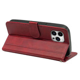 EIDERWOOD iPhone 16 Pro Leather Flip Case w. Stand Function & Wallet - Red