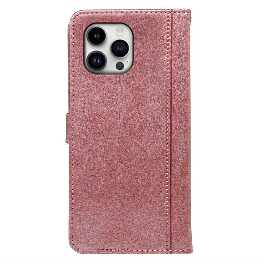 EIDERWOOD iPhone 16 Pro Leather Flip Case w. Stand Function & Wallet - Rose Gold