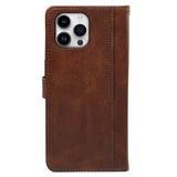 EIDERWOOD iPhone 16 Pro Leather Flip Case w. Stand Function & Wallet - Brown