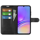 EIDERWOOD Samsung Galaxy A06 Litchi Leather Flip Case w. Wallet - Black