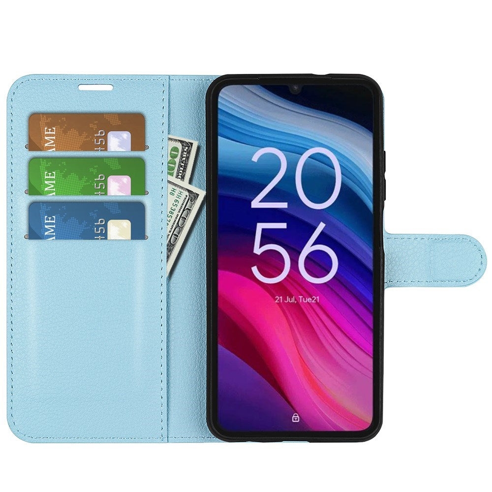 EIDERWOOD TCL 505 Litchi Faux Leather Flip Case with Wallet & Stand Function - Blue