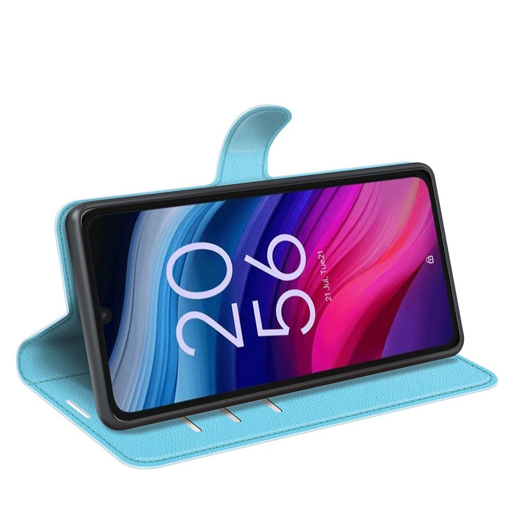 EIDERWOOD TCL 505 Litchi Faux Leather Flip Case with Wallet & Stand Function - Blue
