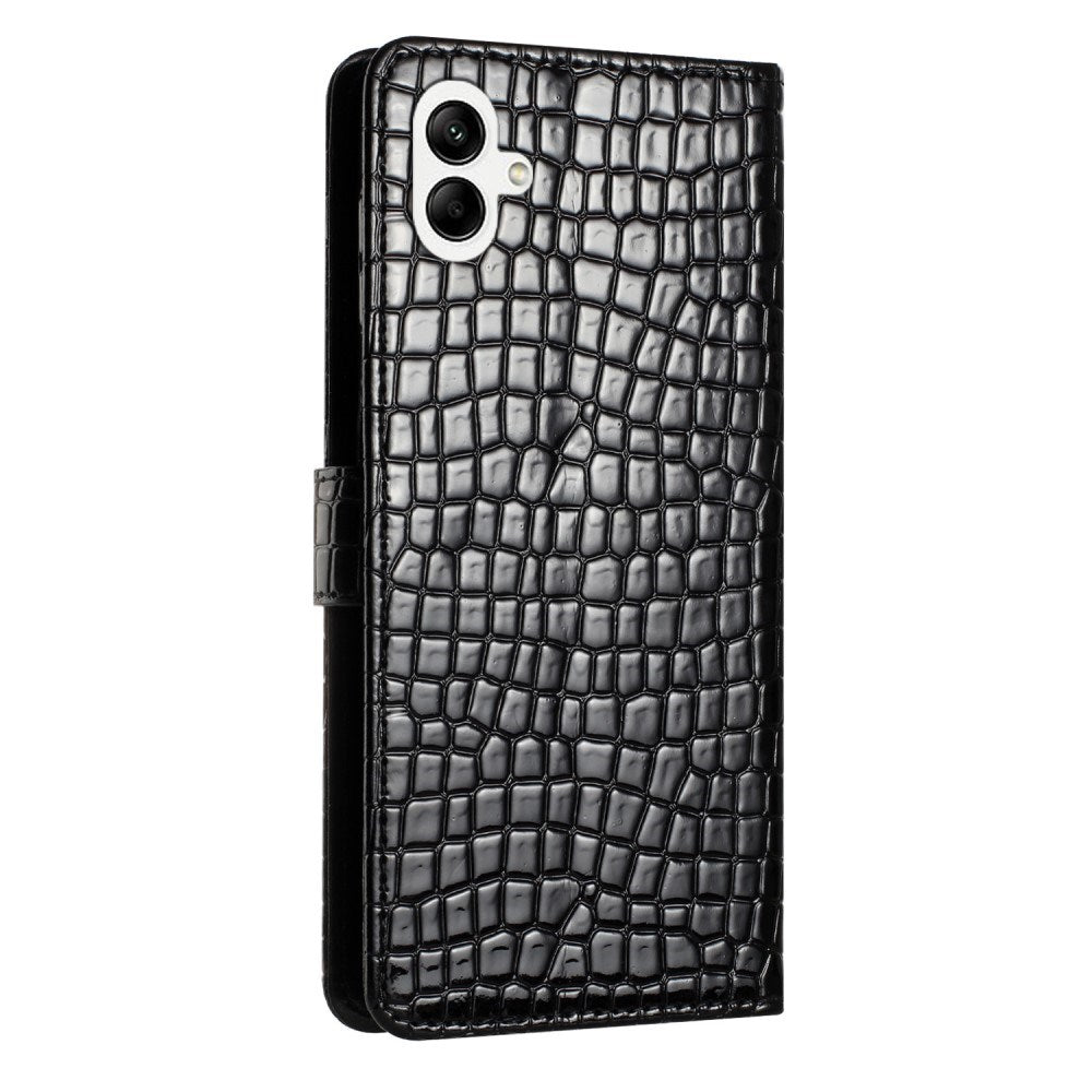 EIDERWOOD Samsung Galaxy A06 Flip Case With Crocodile Pattern - Vegan Leather - Black