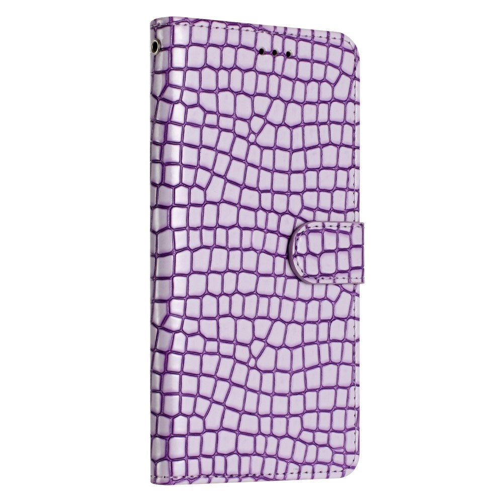 EIDERWOOD Samsung Galaxy A06 Flip Case With Crocodile Pattern - Vegan Leather - Purple