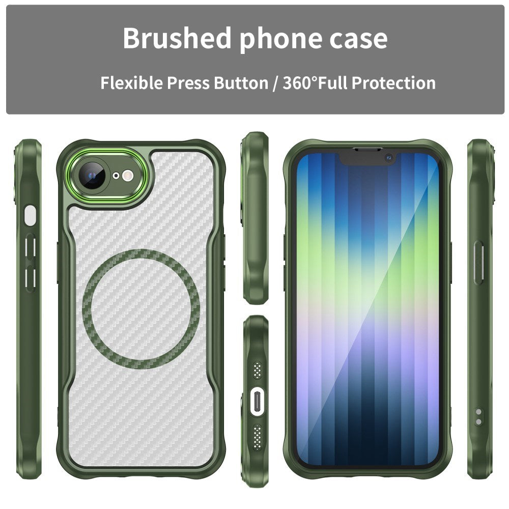 EIDERWOOD iPhone 16e Hybrid Carbon Case with Reinforced Corners - MagSafe Compatible - Green