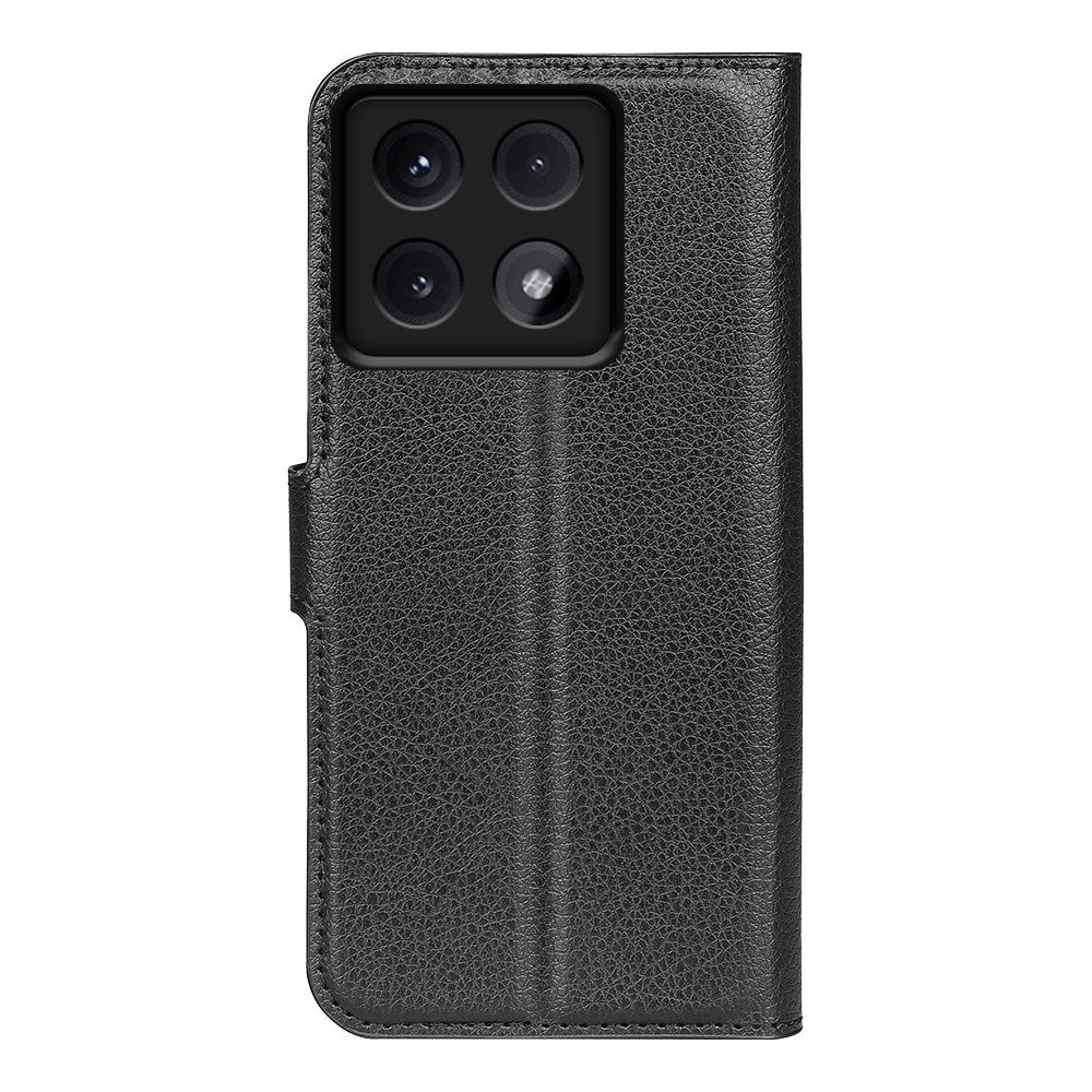 EIDERWOOD Xiaomi 14T Litchi Leather Wallet Case - Black