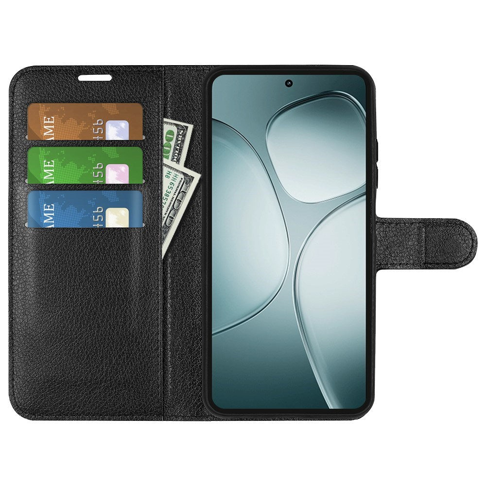 EIDERWOOD Xiaomi 14T Litchi Leather Wallet Case - Black