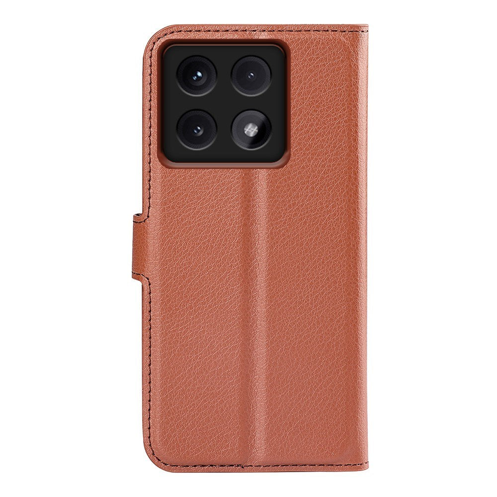 EIDERWOOD Xiaomi 14T Litchi Leather Wallet Case - Brown