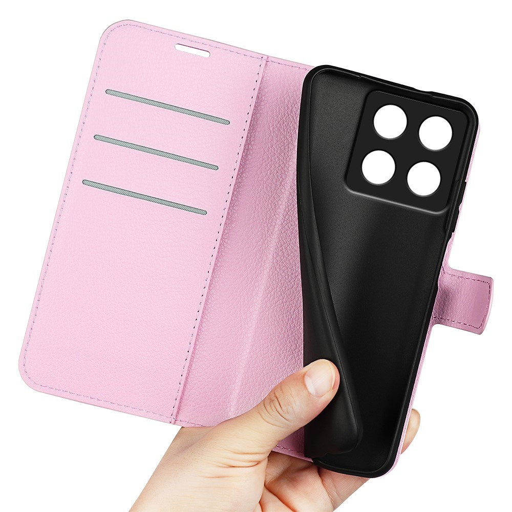 EIDERWOOD Xiaomi 14T Pro Litchi Leather Wallet Case - Pink