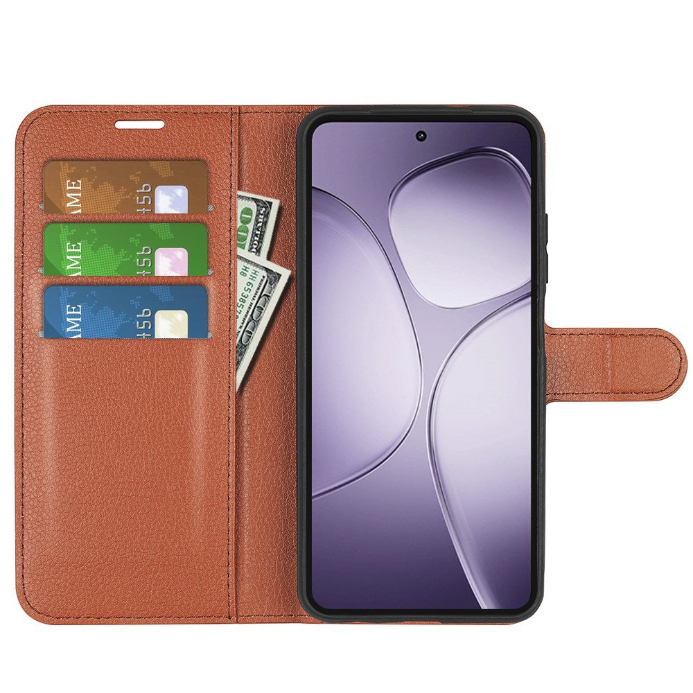 EIDERWOOD Xiaomi 14T Pro Litchi Leather Wallet Case - Brown