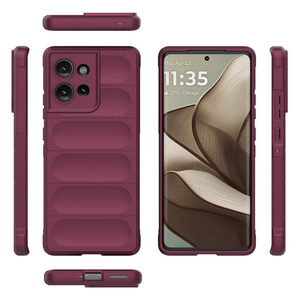 Eiderwood Motorola Edge 50 Case, Shockproof Soft Plastic Rugged Back Cover - Dark Red