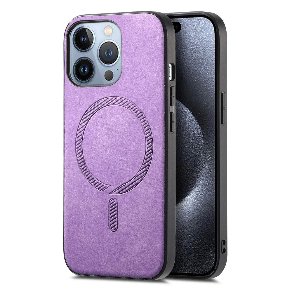 iPhone 16 Pro Max Leatherette Case - MagSafe Compatible - Purple