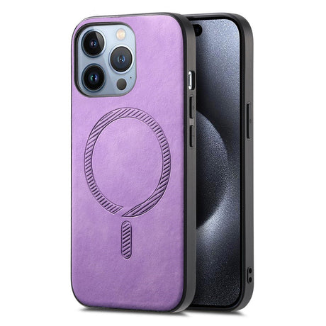 iPhone 16 Pro Max Leatherette Case - MagSafe Compatible - Purple