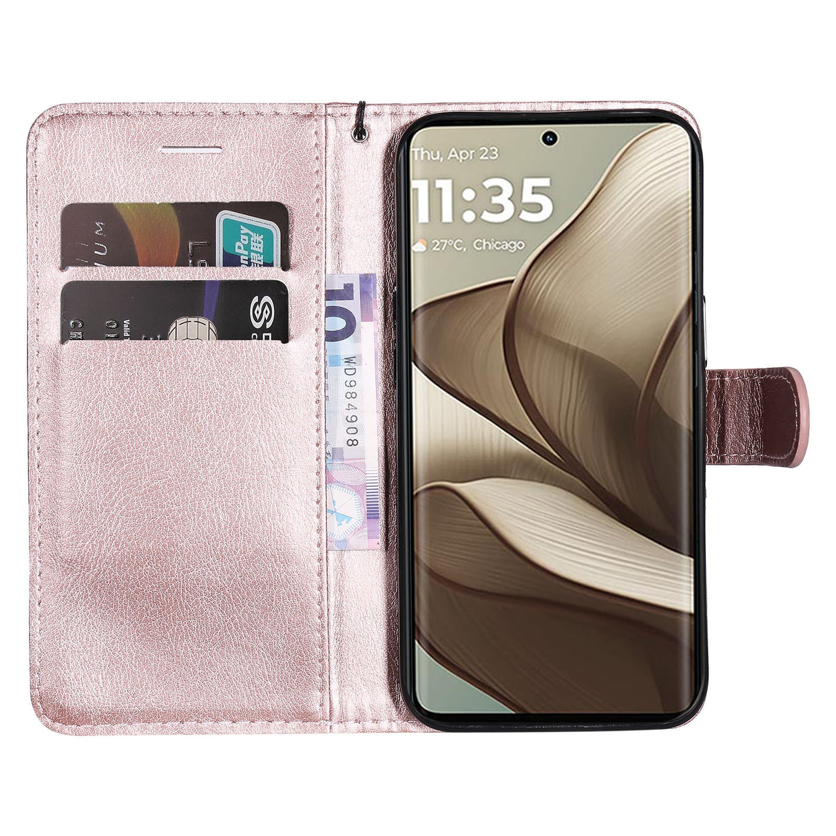 Motorola Edge 50 Wallet Flip Case in Leather with Wallet - Pink