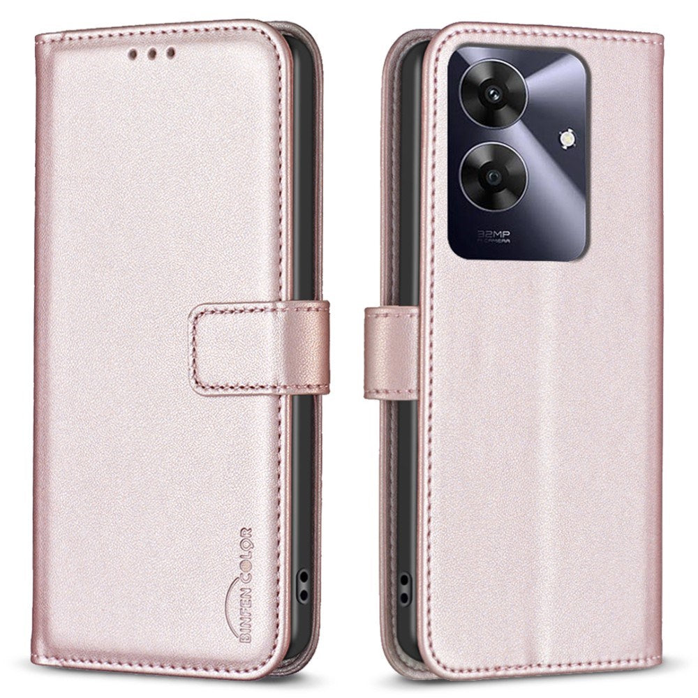 Realme Note 60 / 60x (4G) / C63 (4G) / C61 (4G) Faux Leather Case with Stand Function & Card Holder - Rose Gold