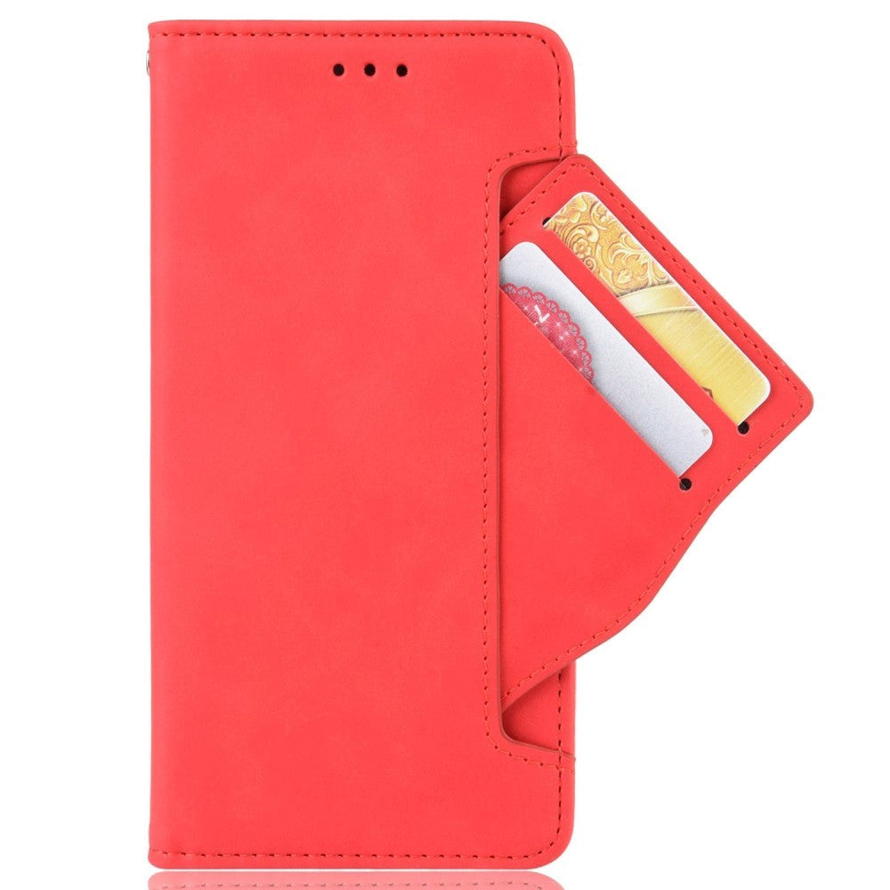 Sony Xperia 5 IV Leather Case w. Stand / Card Holder & Extra Card Pocket - Red