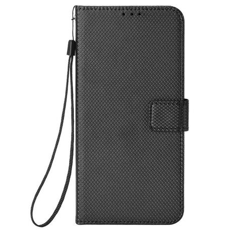 EIDERWOOD Motorola Edge 50 Neo (5G)/Moto S50 (5G)/ThinkPhone 25 (5G) Vegan Leather Flip Case with Diamond Texture - Black