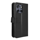 EIDERWOOD Motorola Edge 50 Neo (5G)/Moto S50 (5G)/ThinkPhone 25 (5G) Vegan Leather Flip Case with Diamond Texture - Black