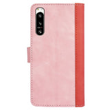 Sony Xperia 5 IV Multicolored Leather Flip case with Card Holder - Coral / Pink