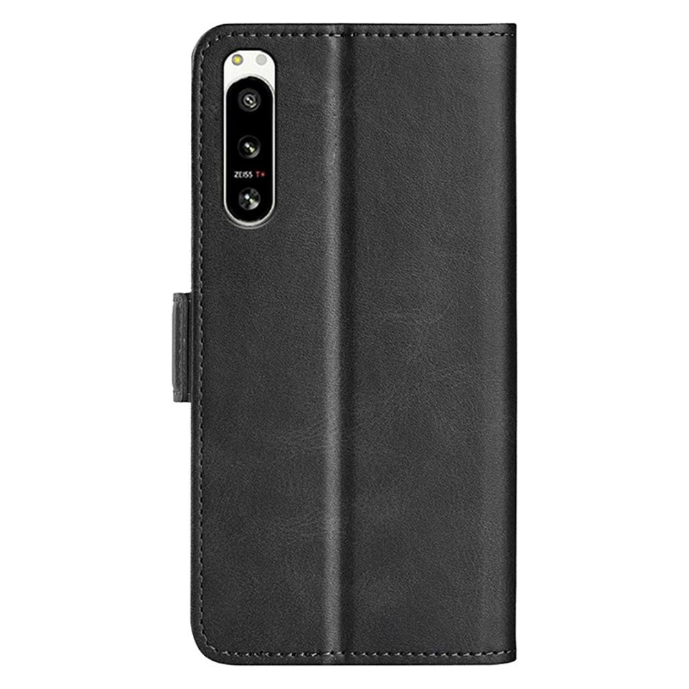 Sony Xperia 5 IV Leather Cover w. Card Holder & Magnetic Closure - Black