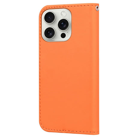 iPhone 16 Pro Faux Leather Flip Case with Character Design - Orange