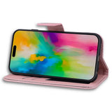 iPhone 16 Pro Faux Leather Flip Case with Character Design - Pink