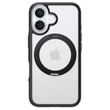TORRAS iPhone 16 Hybrid Plastic Case with Rotatable Kickstand Ring - MagSafe Compatible - Transparent / Black