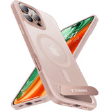 Torras iPhone 16 Pro Hybrid Case with Stand Function - MagSafe Compatible - Rose Gold