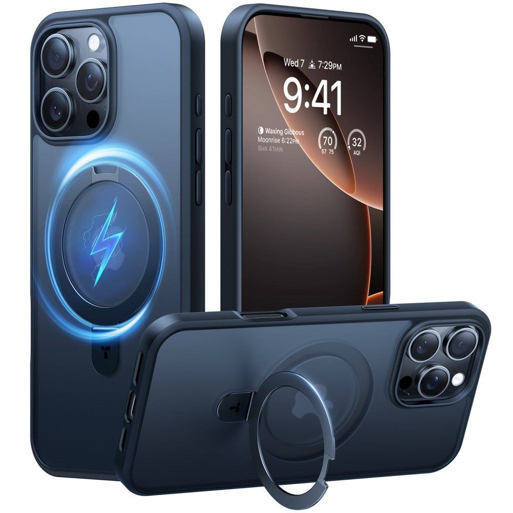 TORRAS iPhone 16 Pro Guardian Ostand Series Case with Kickstand - MagSafe Compatible - Black