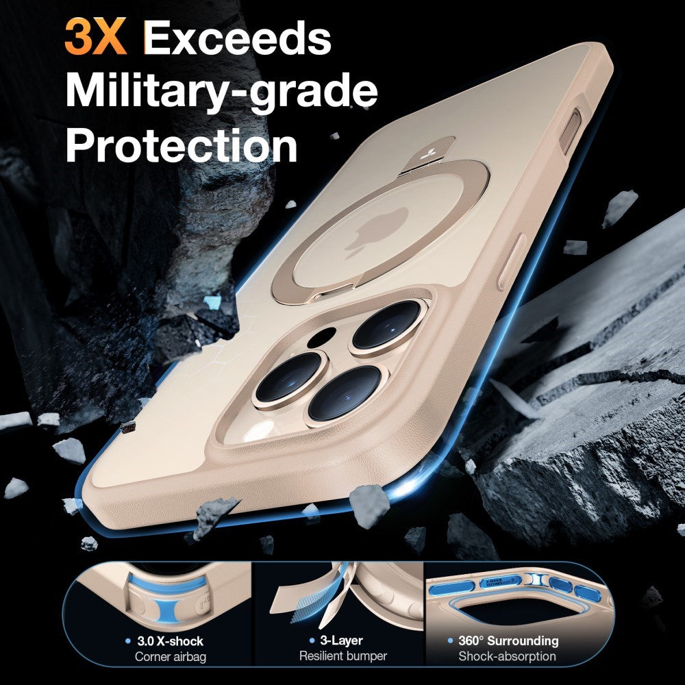 TORRAS Guardian Ostand Series iPhone 16 Pro Case with MagSafe and Kickstand - Gold