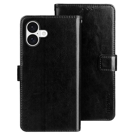 EIDERWOOD iPhone 16 Faux Leather Flip Case with Wallet & Stand Function - Black