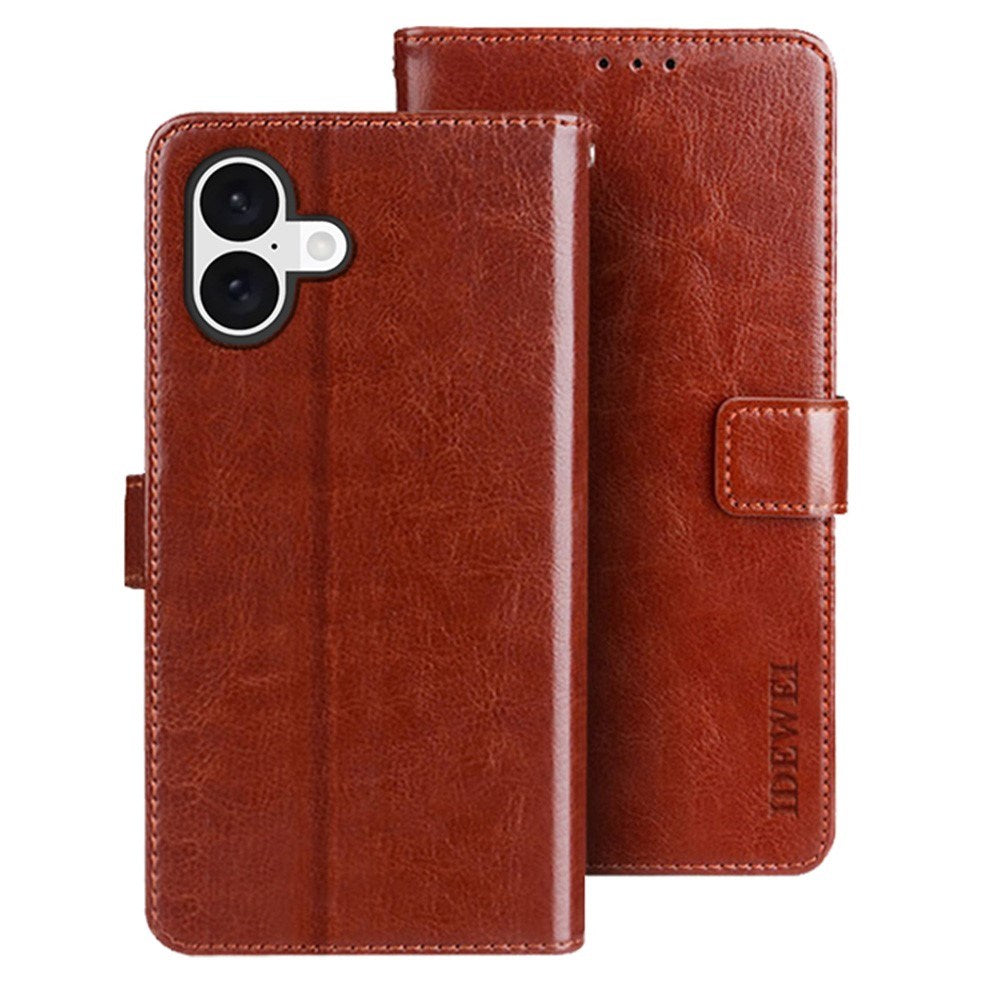 EIDERWOOD iPhone 16 Faux Leather Flip Case with Wallet & Stand Function - Brown