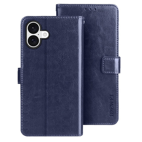 EIDERWOOD iPhone 16 Faux Leather Flip Case with Wallet & Stand Function - Blue