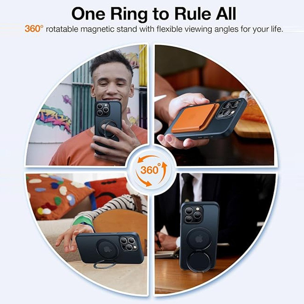 TORRAS iPhone 15 Pro Hybrid Plastic Case with Kickstand - MagSafe Compatible - Black