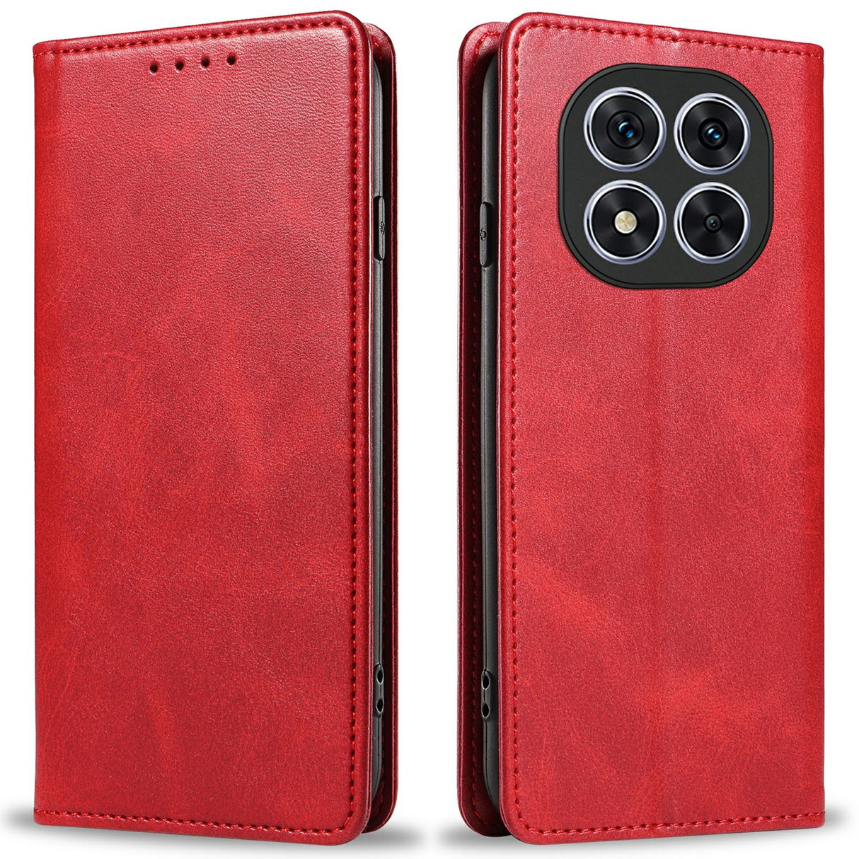 EIDERWOOD Xiaomi Redmi Note 14 Pro 5G Leatherette Case with Card Holder & Magnetic Closure - Red