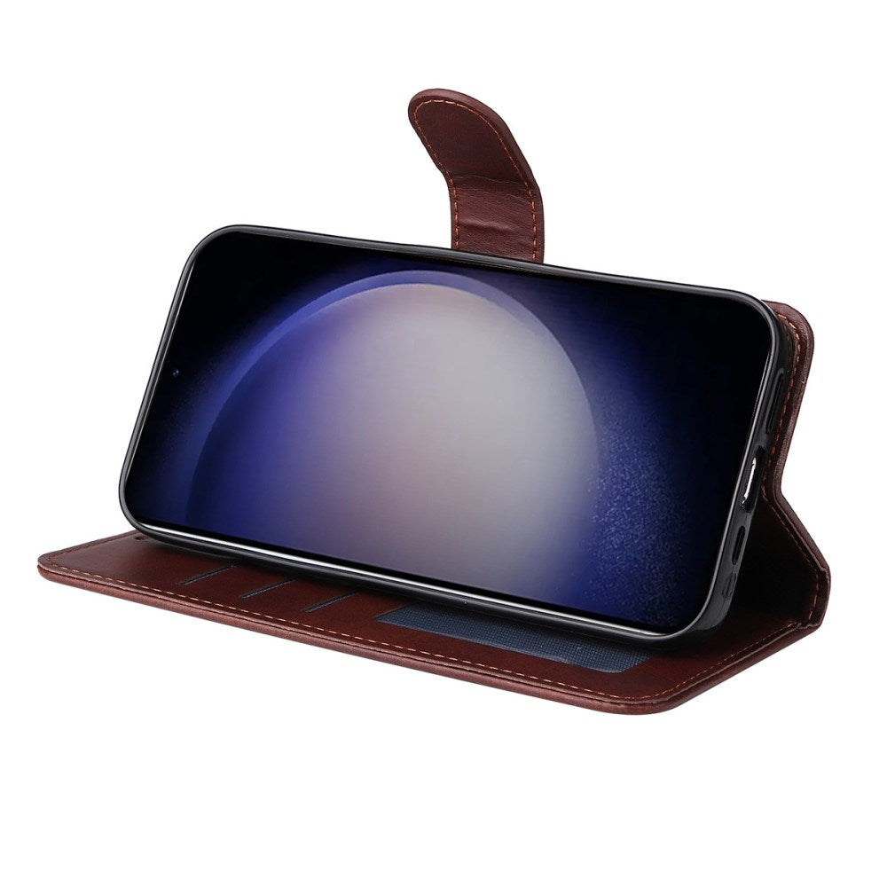 EIDERWOOD Samsung Galaxy S25+ (Plus) / 24+ (Plus) 2-in-1 Faux Leather Flip Case with Screen Protector Glass - Brown