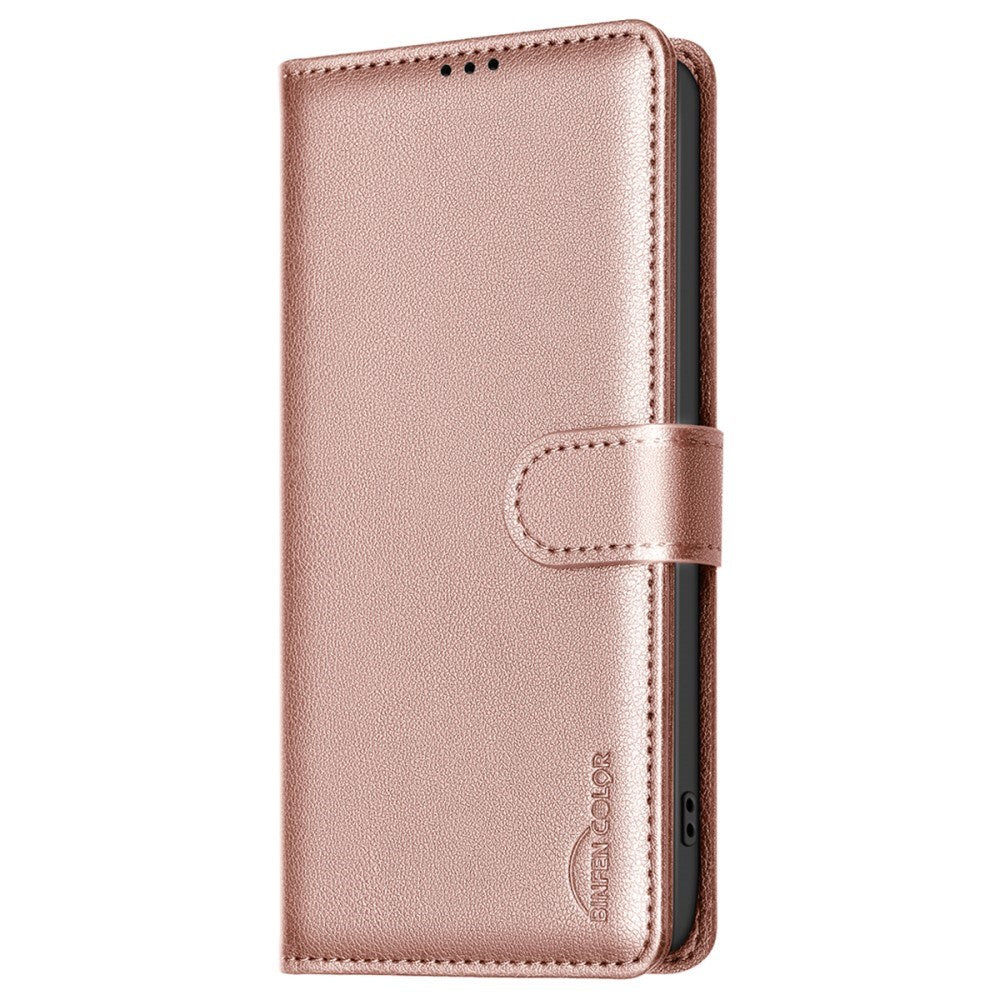 Samsung Galaxy A36 (5G) BINFEN Faux Leather Flip Case with RFID Blocking - Rose Gold