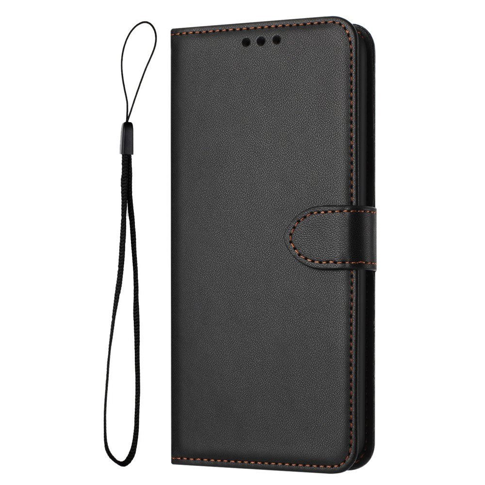 EIDERWOOD Samsung Galaxy S25 Ultra Vegan Leather Flip Case with Removable Strap - Black