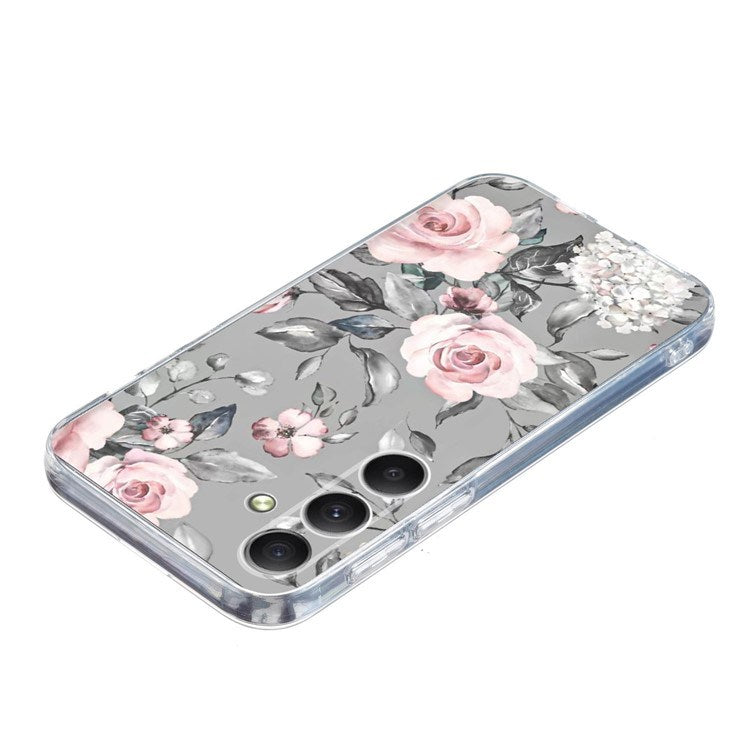 EIDERWOOD Samsung Galaxy S25 FE Flexible Plastic Case with Motif - Grey / Pink Roses