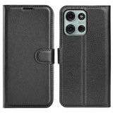 EIDERWOOD Motorola Moto G75 (5G) Faux Leather Flip Case with Cardholder & Stand Function - Black