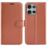 EIDERWOOD Motorola Moto G75 (5G) Faux Leather Flip Case with Cardholder & Stand Function - Brown