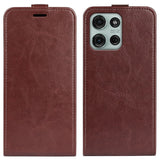 EIDERWOOD Motorola Moto G75 5G Case with Card Slots – Vertical Flip Faux Leather Case - Brown