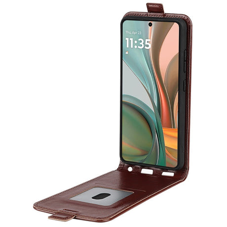 EIDERWOOD Motorola Moto G75 5G Case with Card Slots – Vertical Flip Faux Leather Case - Brown