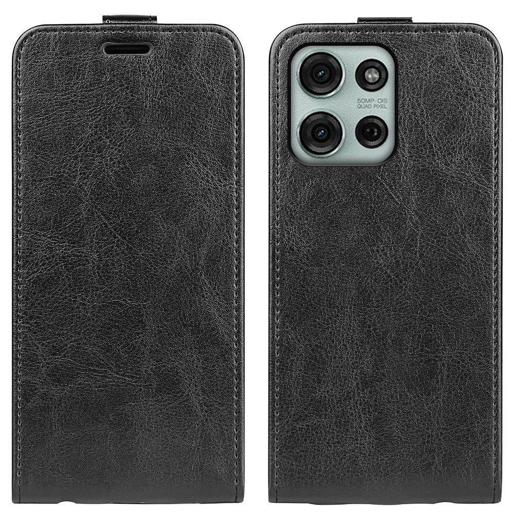 EIDERWOOD Motorola Moto G75 5G Case with Card Slots – Vertical Flip Faux Leather Case - Black