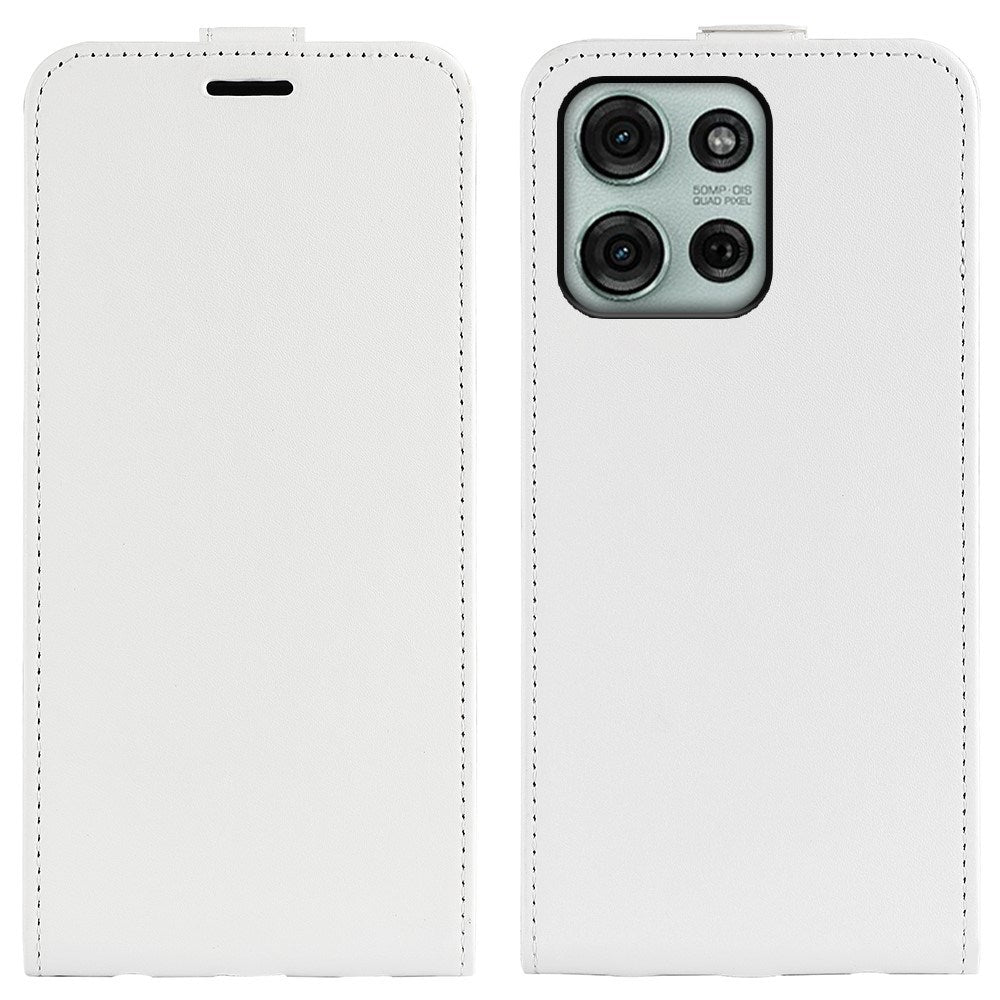 EIDERWOOD Motorola Moto G75 5G Case with Card Slots – Vertical Flip Faux Leather Case - White