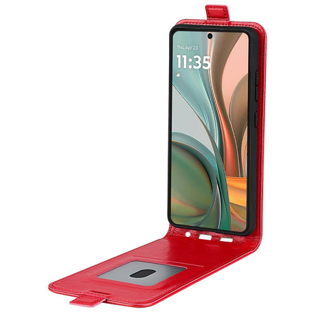 EIDERWOOD Motorola Moto G75 5G Case with Card Slots – Vertical Flip Faux Leather Case - Red